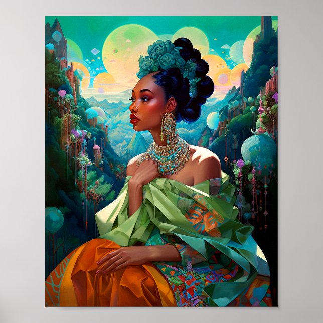Lady in surreal World African American Art Poster (Vorne)