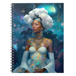 Lady in Surreal World Cosmic American Art Notizblock