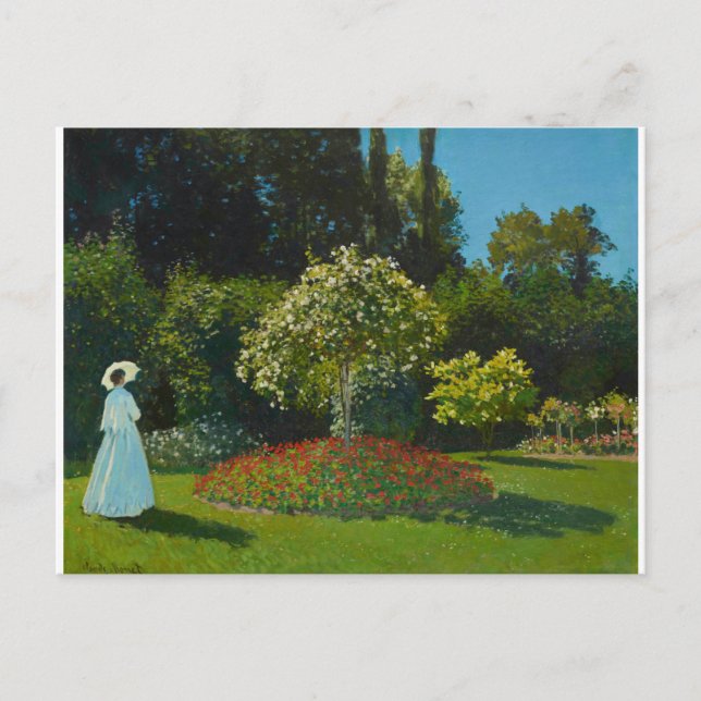 Lady in the Garden 1867 von Claude Monet Postkarte (Vorderseite)