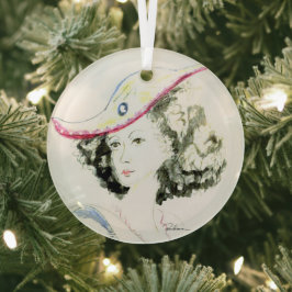 Lady in the Red Hat Ornament Aus Glas
