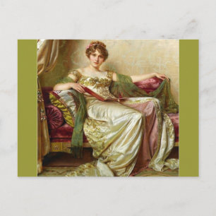 Lady in wart - Vintag Motiv Postkarte