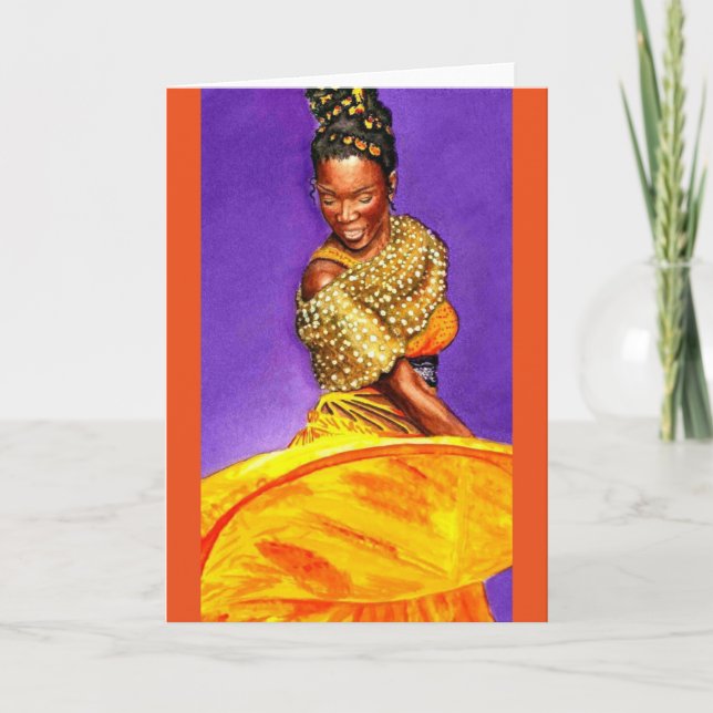 Lady in Yellow Dress Karte (Vorderseite)