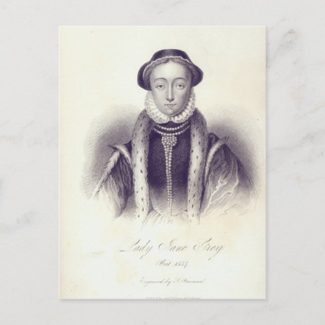 Lady Jane Gray, graviert von S. Freeman Postkarte (Vorderseite)