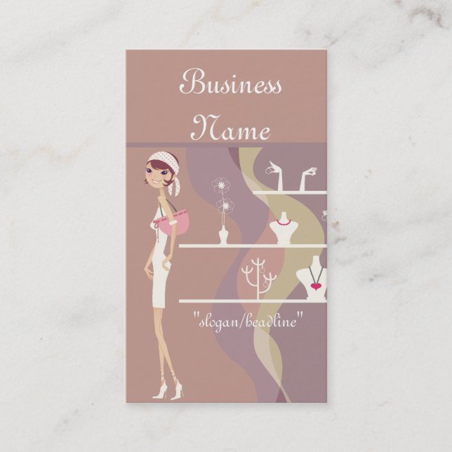 Lady Jewelry Shopping Design 2 Cartes de visite (Devant)