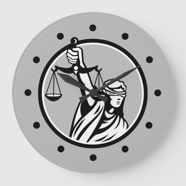 Lady Justice Attorney Große Wanduhr (Vorderseite)