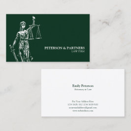 Lady Justice Illustration on Dark Green Visitenkarte
