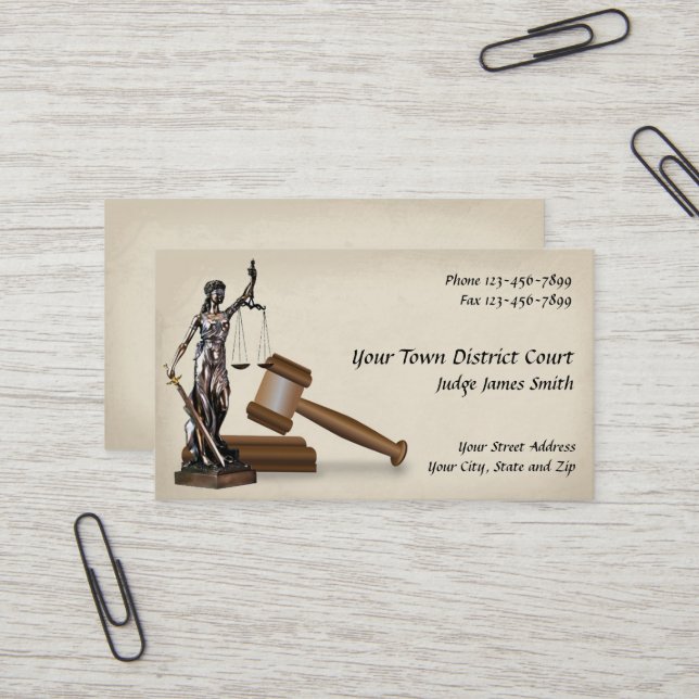 Lady Justice Lawyer Rechtsanwältin mit Juristenkar Visitenkarte (Vorderseite/Rückseite Beispiel)