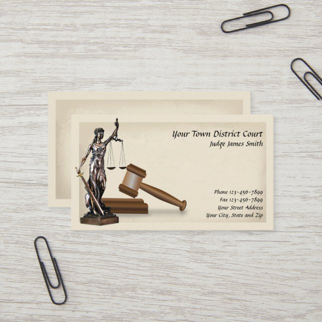 Lady Justice Lawyer Rechtsanwältin mit Juristenkar Visitenkarte (Vorderseite/Rückseite Beispiel)