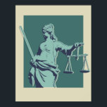 Lady Justice Pop Art Poster<br><div class="desc">Lady Justice - Helles aquamarines,  dunkles aquamarines Pop-Kunstposter</div>