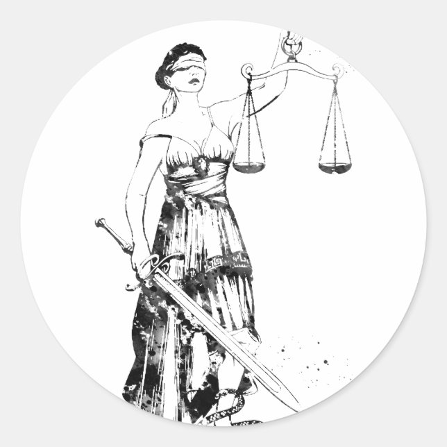 Lady Justice Runder Aufkleber (Vorderseite)