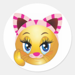 Lady Kitty Face Runder Aufkleber