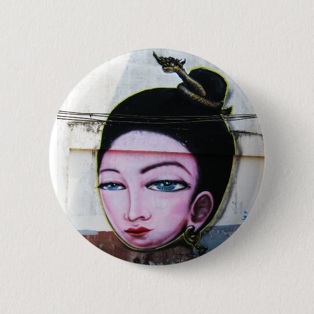 Lady Lao Graffiti Street Art Button (Vorderseite)