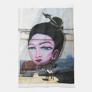 Lady Lao Graffiti Street Art Geschirrtuch