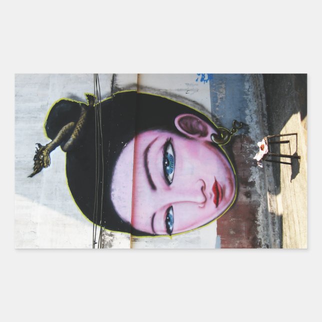 Lady Lao Graffiti Street Art Rechteckiger Aufkleber (Vorderseite)