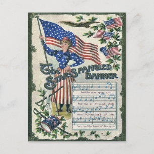 Lady Liberty Amerikanische Flagge Sternenbanner Postkarte