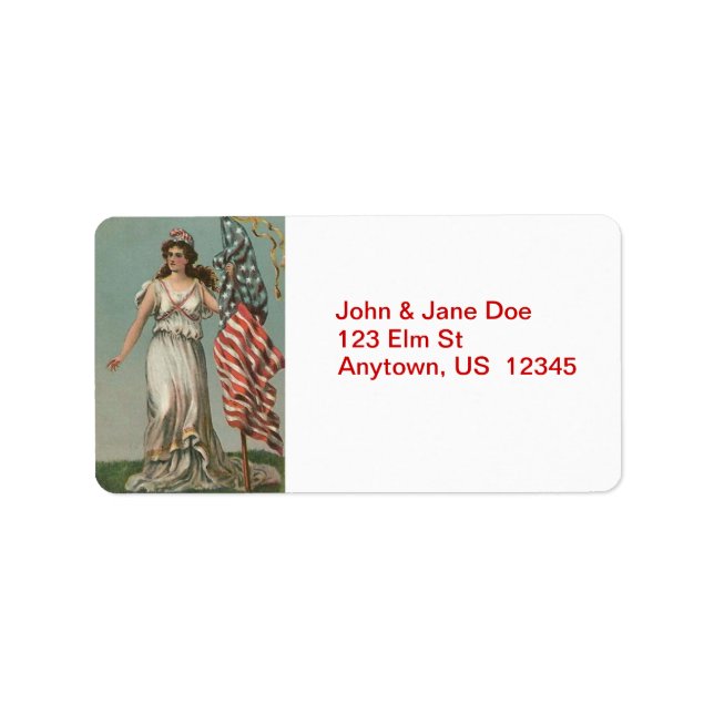 Lady Liberty avec drapeau Étiquettes de adresse Vi (Devant)