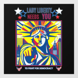 Lady Liberty braucht dich! Schwarze BG bekämpfen O Fensteraufkleber