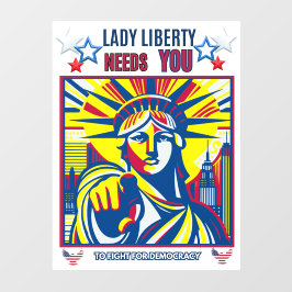 Lady Liberty braucht dich! Weißer BG-Kampf gegen O Fensteraufkleber
