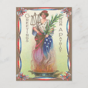 Lady Liberty Ewige Flamme Waage der Gerechtigkeit Postkarte