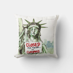 Lady Liberty Fermée Triste/Drôle Oreiller