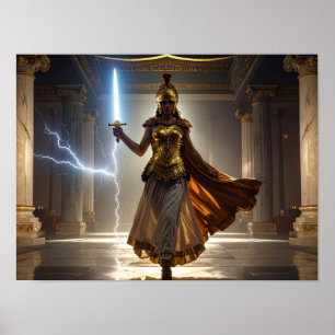 Lady Liberty Göttin Athena Kriegerin USA Demokrati Poster