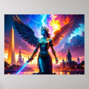Lady Liberty Kriegerin Verteidigerin der Freiheit  Poster