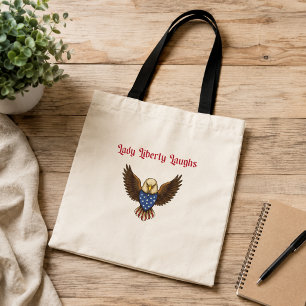 Lady Liberty lacht patriotischer lustiger amerikan Tragetasche