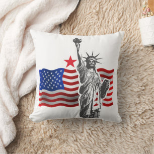 Lady Liberty mit amerikanischer Flagge Kissen