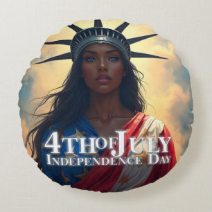 Lady Liberty neu interpretiert – Ein neues Gesicht Rundes Kissen