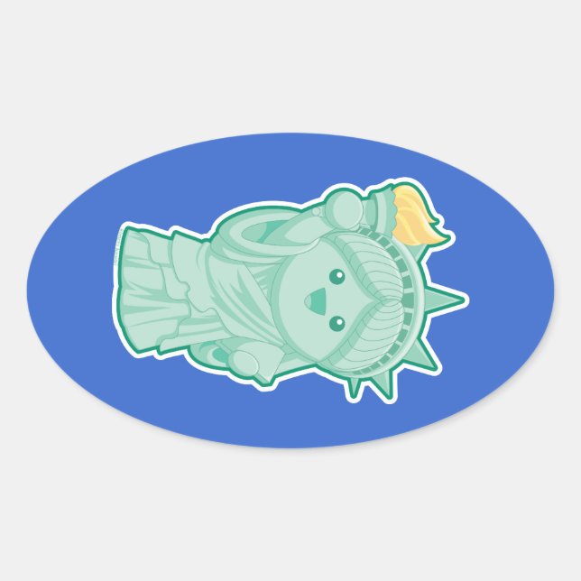 Lady Liberty Ovaler Aufkleber (Vorderseite)