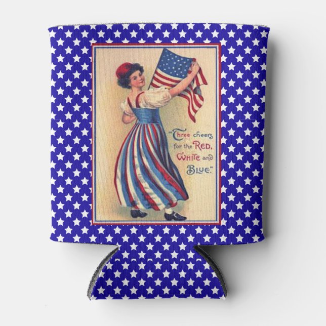 Lady Liberty Patriotic Flag US Flagge Dosenkühler (Vorderseite)