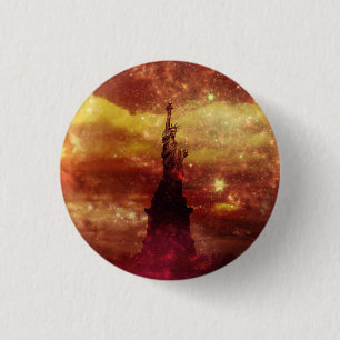 Lady Liberty rote und gelbe Sterne Button