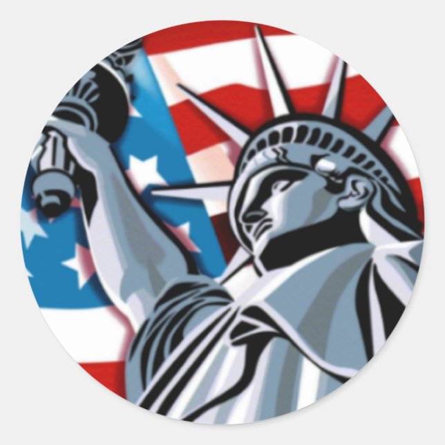 Lady Liberty Runder Aufkleber (Vorderseite)