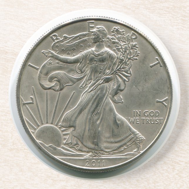 Lady Liberty Silver Dollar Untersetzer (Vorne)