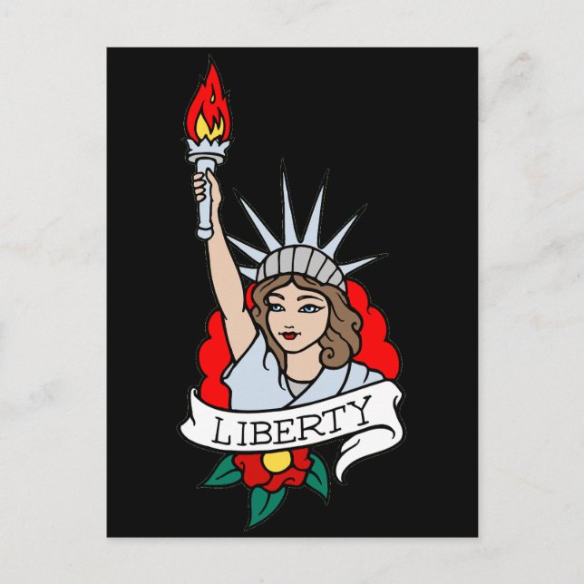 Lady Liberty Tattoo Postkarte (Vorderseite)