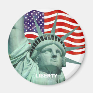 Lady Liberty und amerikanische Flagge Magnet