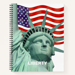 Lady Liberty und amerikanische Flagge Notizbuch