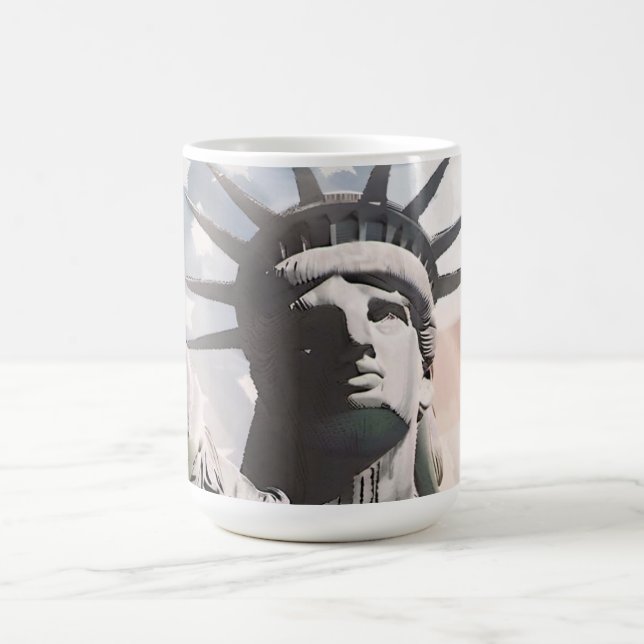 Lady Liberty und die amerikanische Flagge Kaffeetasse (Mittel)