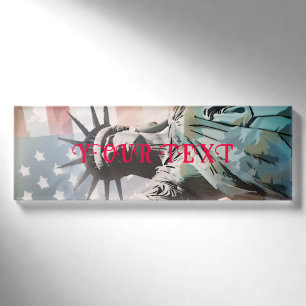 Lady Liberty und die amerikanische Flagge Namenschild