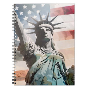 Lady Liberty und die amerikanische Flagge Notizblock