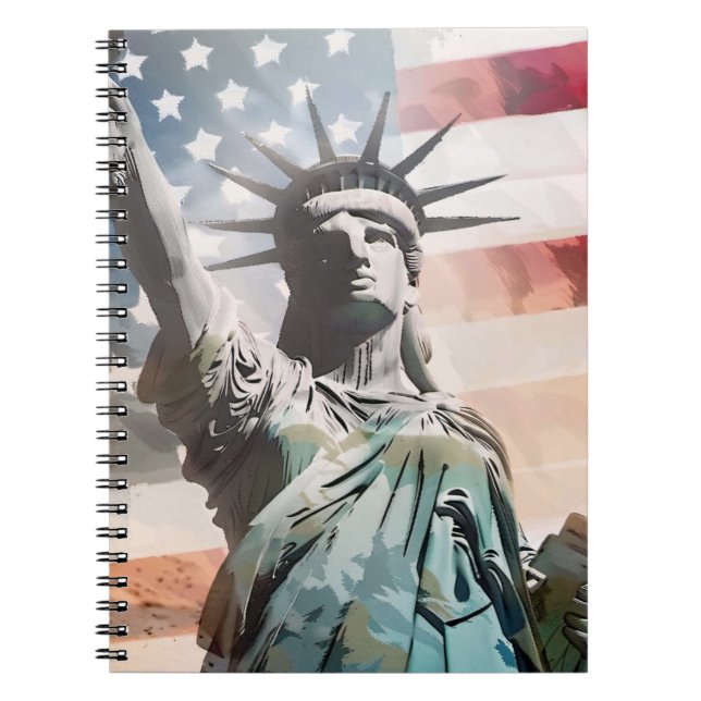 Lady Liberty und die amerikanische Flagge Notizblock (Vorderseite)