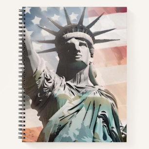 Lady Liberty und die amerikanische Flagge Notizbuch