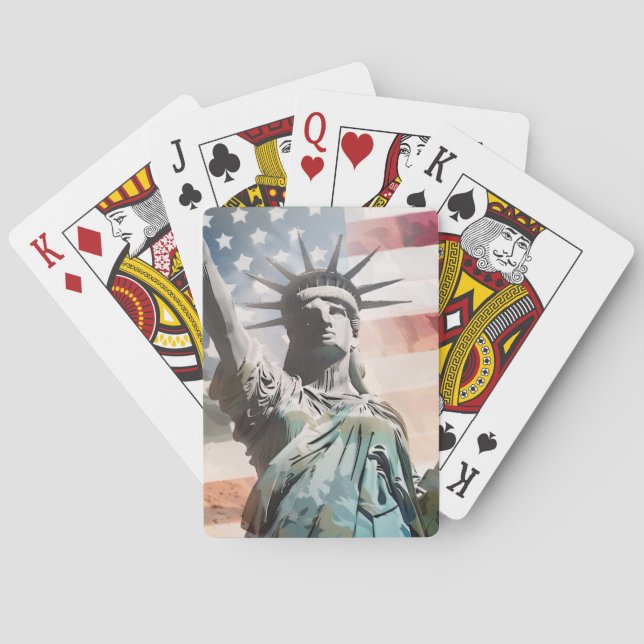 Lady Liberty und die amerikanische Flagge Spielkarten (Rückseite)