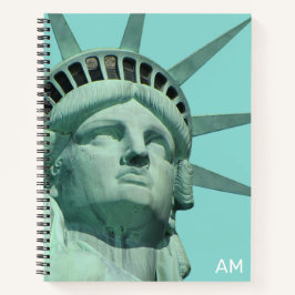 Lady Liberty und Monogram on Light Aquamarin Noteb Notizbuch
