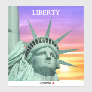 Lady Liberty und Sonnenaufgang Aufkleber