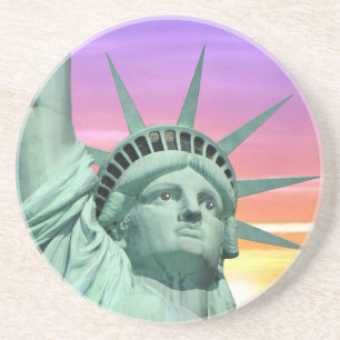Lady Liberty und Sonnenaufgang Getränkeuntersetzer