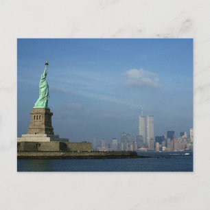 Lady Liberty und Twin Towers World Trade Center NY Postkarte