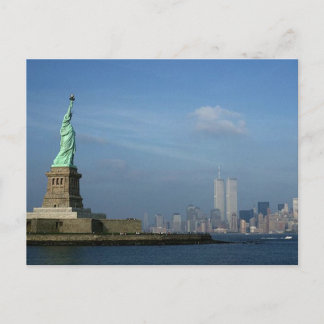 Lady Liberty und Twin Towers World Trade Center NY Postkarte