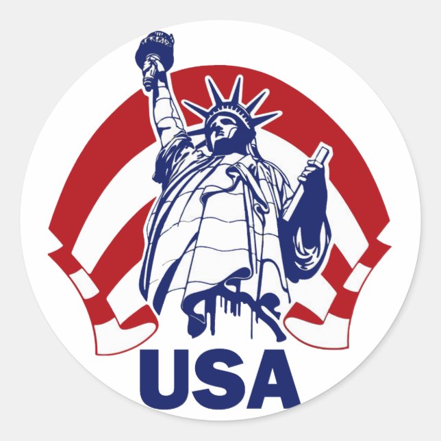 LADY LIBERTY USA RUNDER AUFKLEBER (Vorderseite)