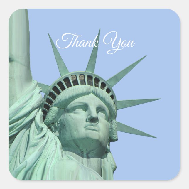 Lady Liberty Vielen Dank Quadratischer Aufkleber (Vorderseite)